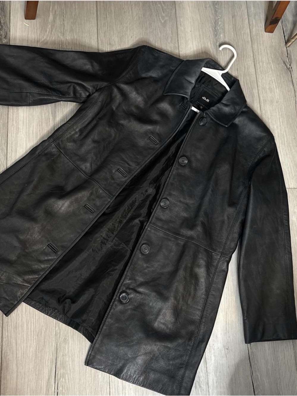 Women’s Black 100% Leather Button-Front Jacket - Classic Coat